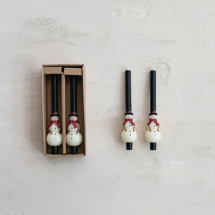 Snowman Shaped Taper Candles in Box, Set of 2