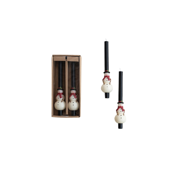 Snowman Shaped Taper Candles in Box, Set of 2