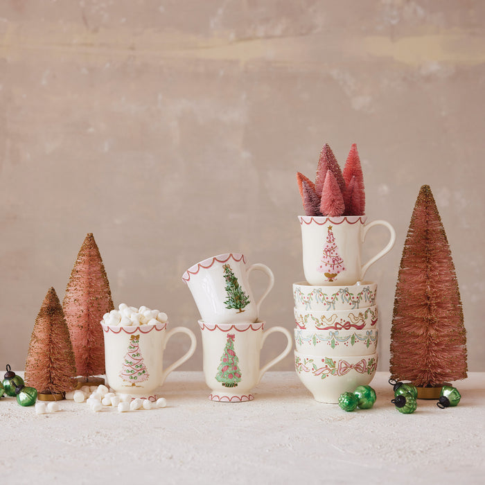 Stoneware Mug with Christmas Tree, 4 Styles