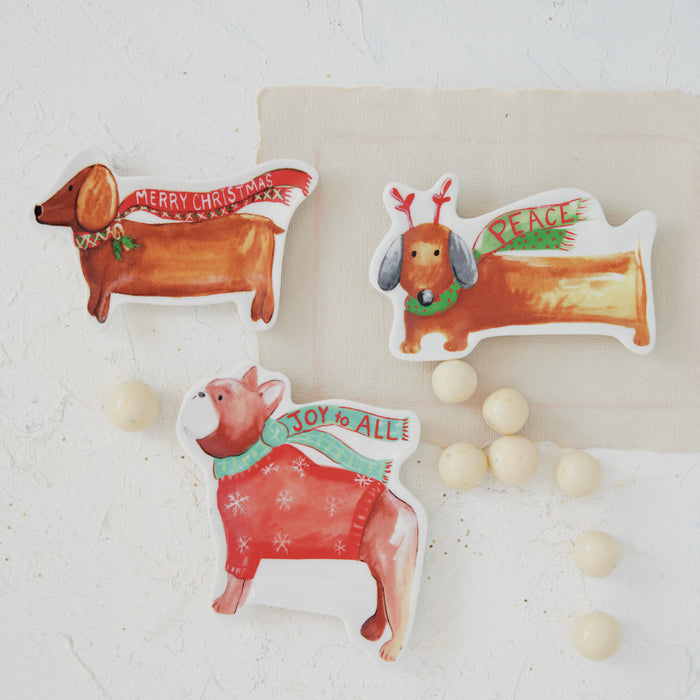 Stoneware Dog Shaped Dish, 3 Styles