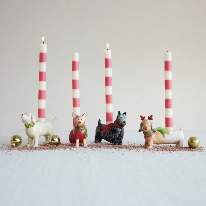Stoneware Dog Shaped Taper Holder, 4 Styles