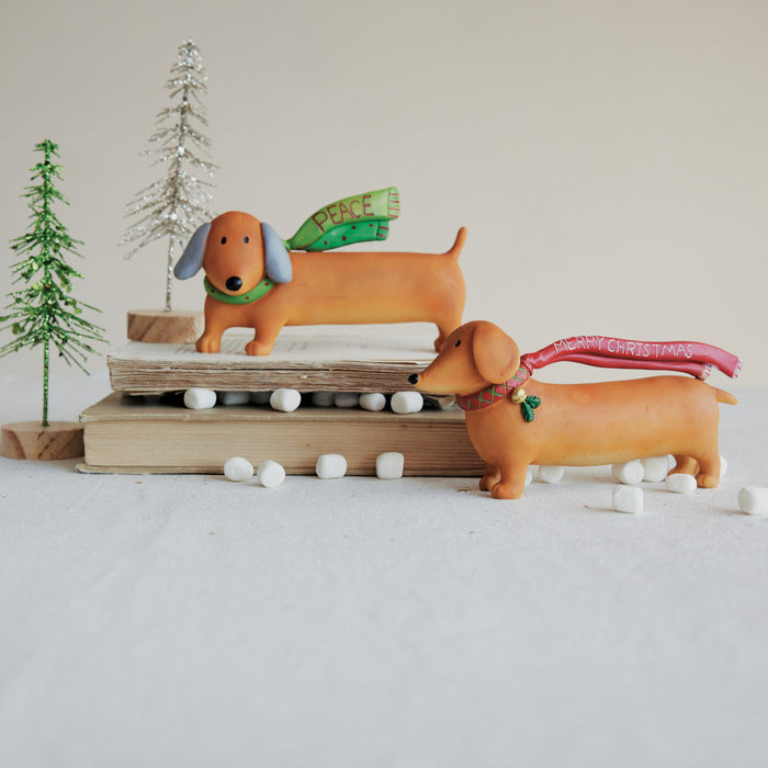 Resin Dog with Scarf & Saying, 2 Styles