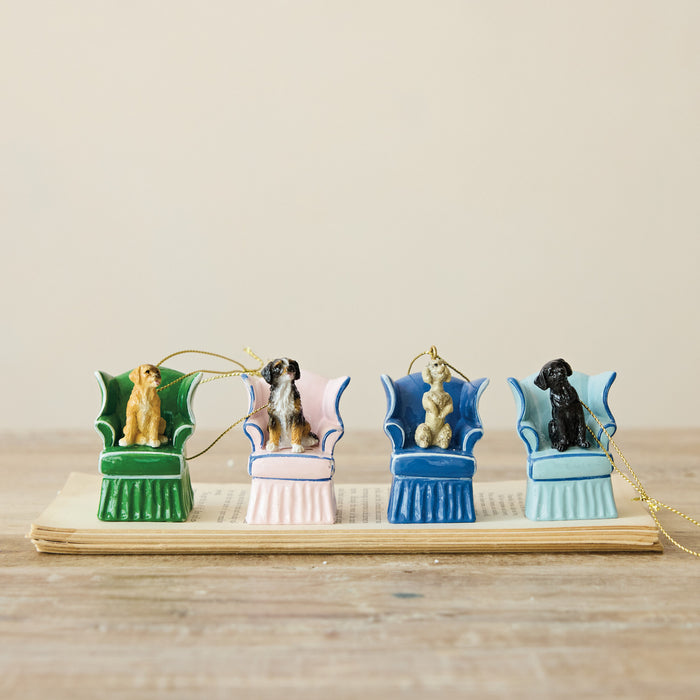 Dog in Chair Ornament, 4 Styles
