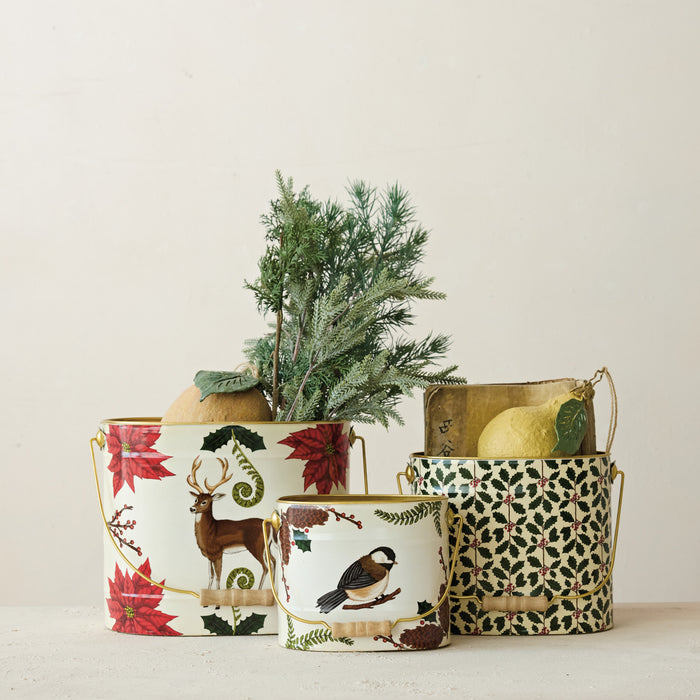 Metal Buckets with Handles, 3 Styles