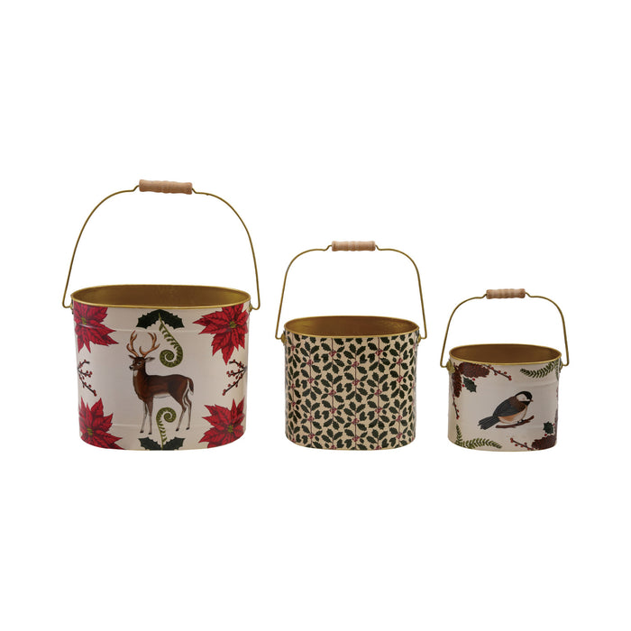Metal Buckets with Handles, 3 Styles