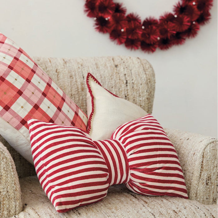 Bow Shaped Striped Lumbar Pillow