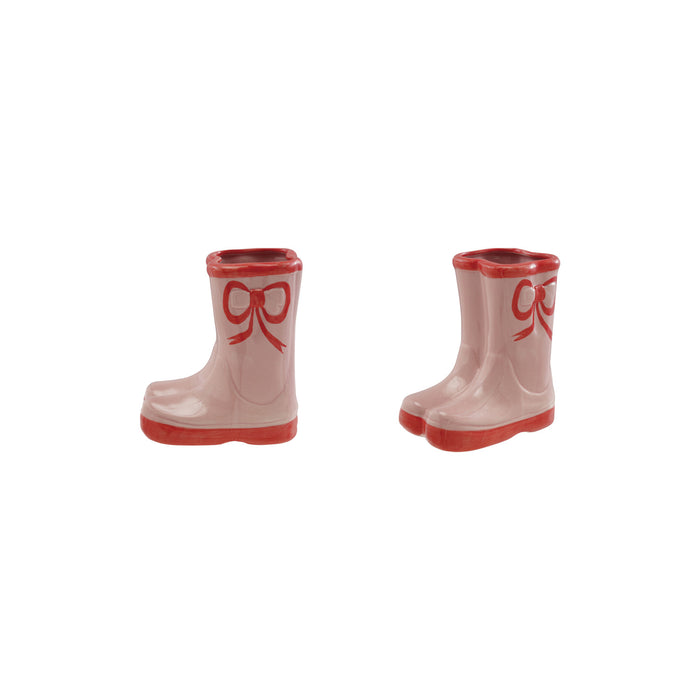 Stoneware Rain Boots Vase with Bow