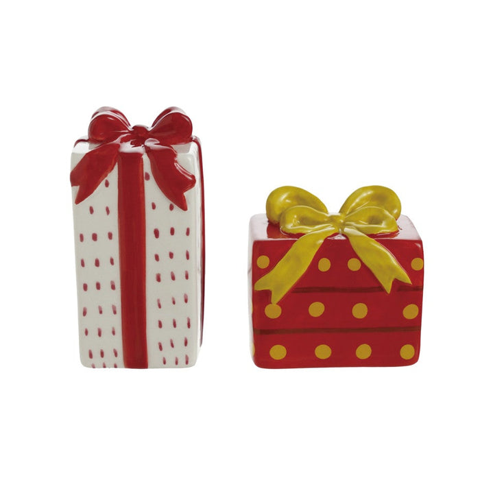 Ceramic Gift Shaped Salt & Pepper Shakers, Set of 2