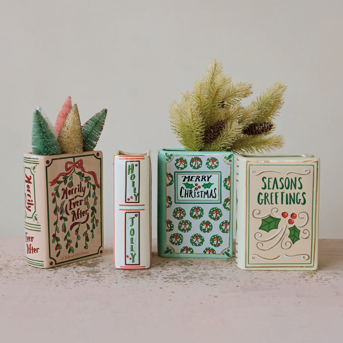 Ceramic Holiday Book Shaped Vase, 4 Styles