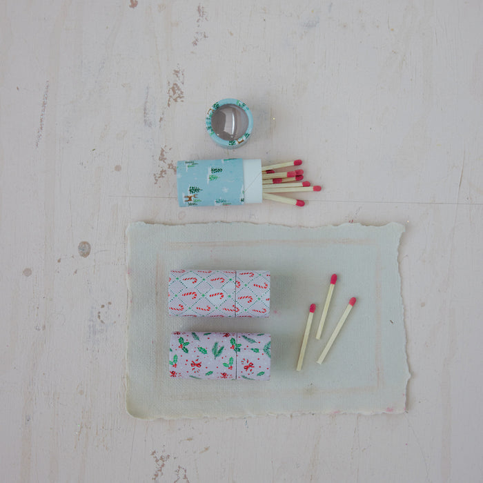 Safety Matches in Tube w/ Holiday Pattern, 3 Styles