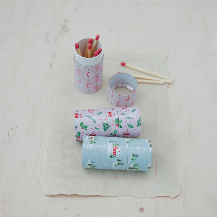 Safety Matches in Tube w/ Holiday Pattern, 3 Styles
