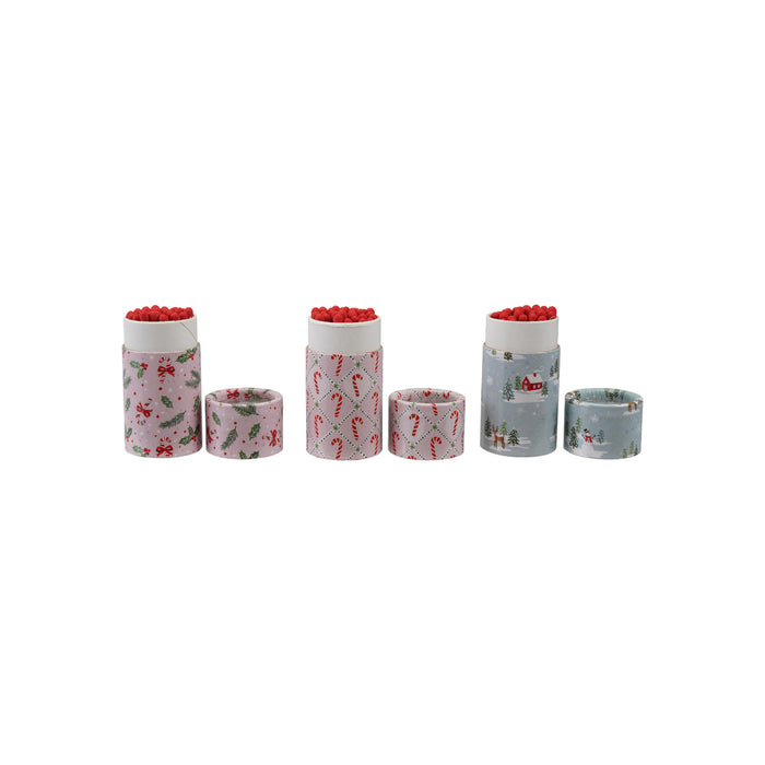 Safety Matches in Tube w/ Holiday Pattern, 3 Styles