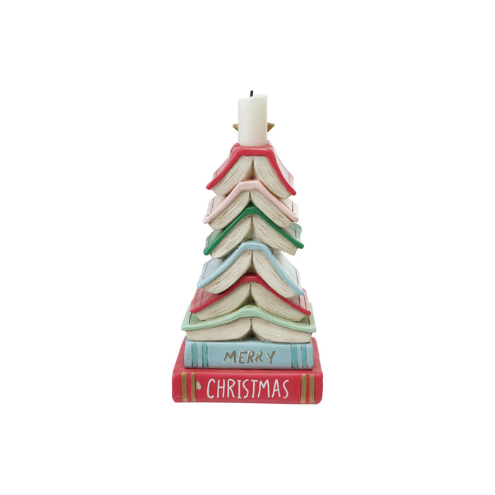 Resin Stacked Book Tree Shaped Taper Holder