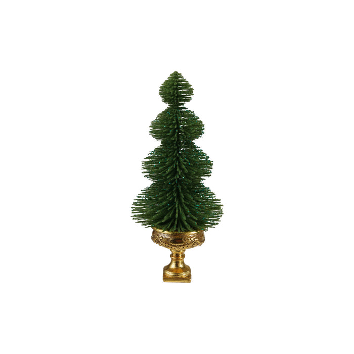 Plastic Bottle Brush Tree with Glitter & Urn Base