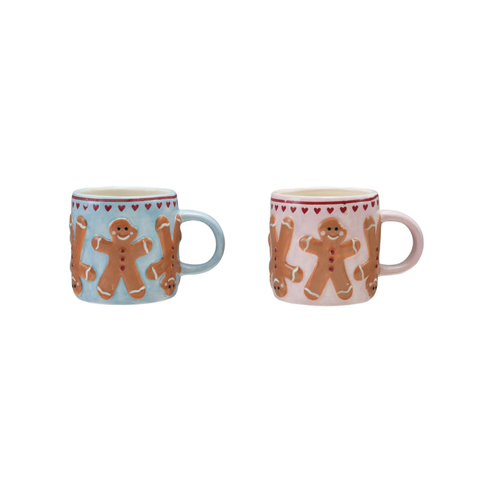 Stoneware Mug w/Gingerbread Pattern, 2 Colors