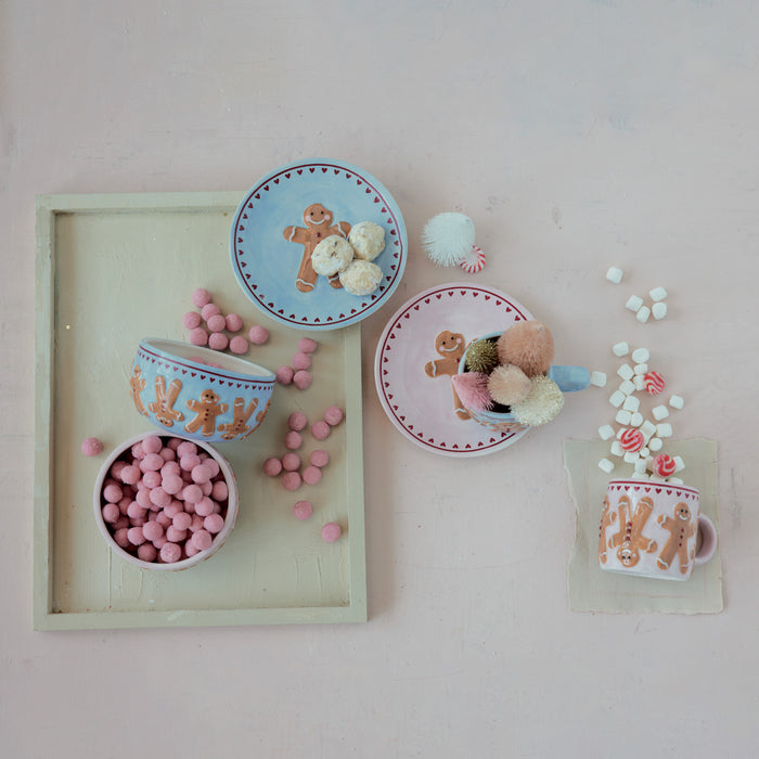 Hand-Painted Stoneware Plate w/Gingerbread, 2 Colors