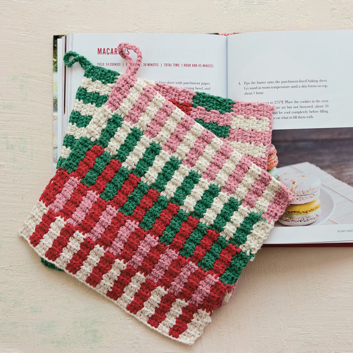 Cotton Crocheted Pot Holder, 2 Styles