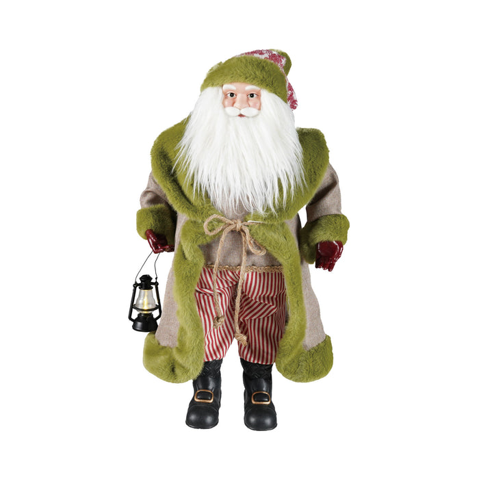 Fabric & Faux Fur Santa with Lantern