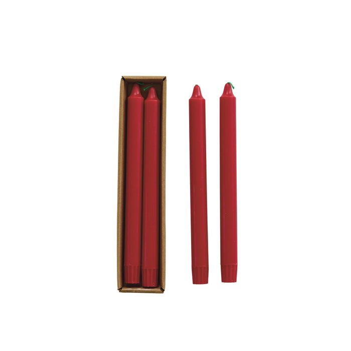 Unscented Taper Candles in Box, Red, Set of 2