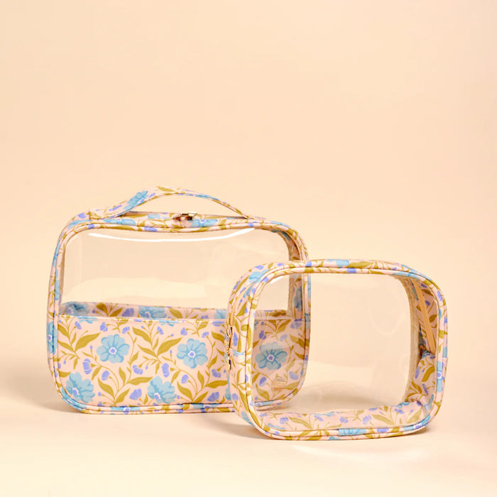Cosmetic Case Set, Poppin Petals Aqua
