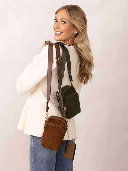 Parker Corduroy 3 Compartment Crossbody