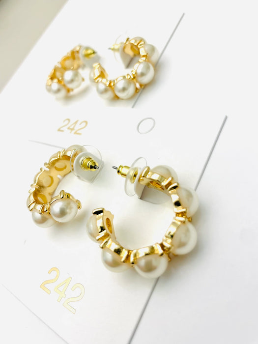 Earrings, Pearl Hoop