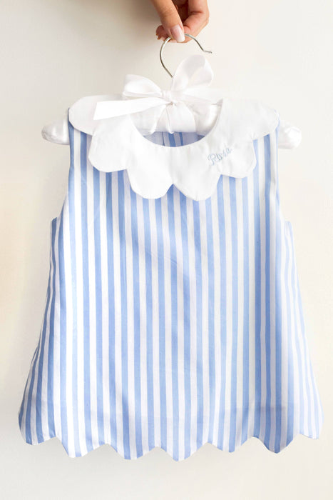 Sweetheart Top and Bloomer Set, Blue Stripes