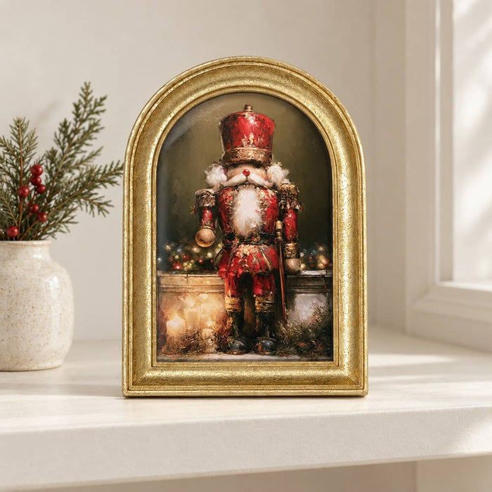 Gold Arch Framed Christmas Soldier Art Print