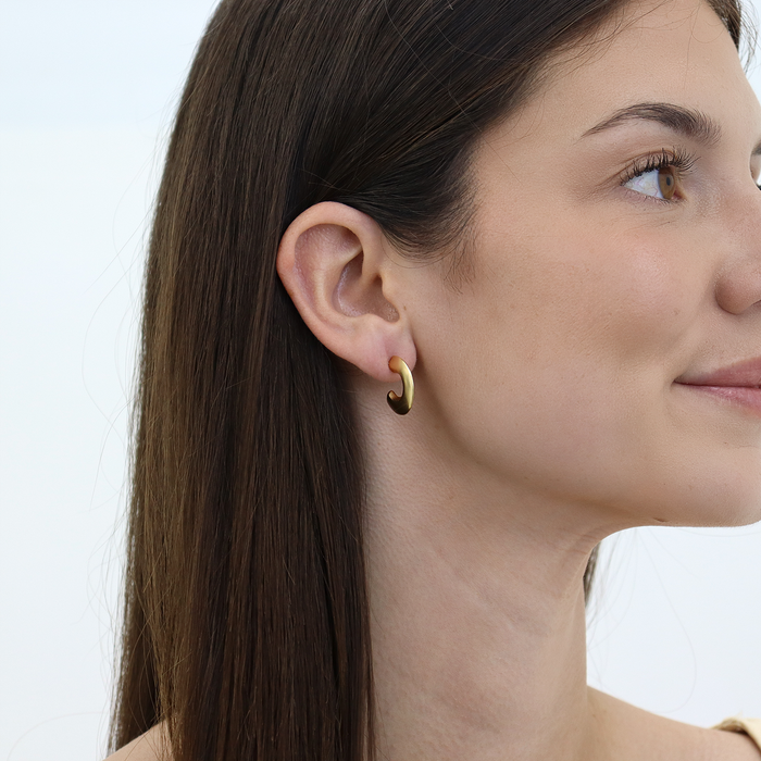 Earrings, Petite Arc Hoop - 24K Gold Plated