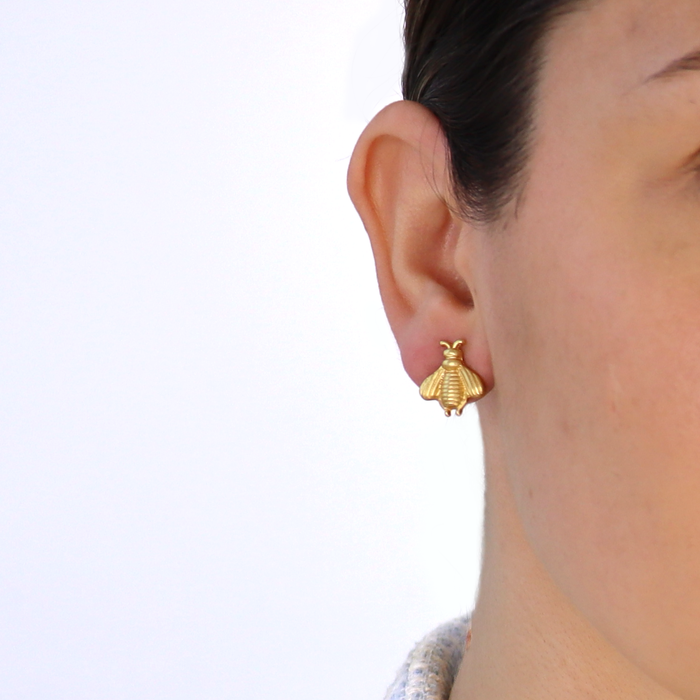 Delicate Bee Stud Earrings - 24K Gold Plated