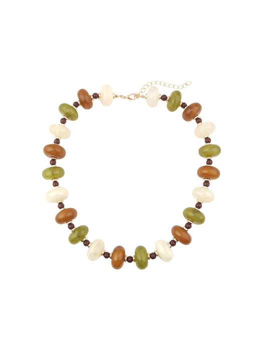 Tonya Chunky Beaded Necklace- Olive Mix