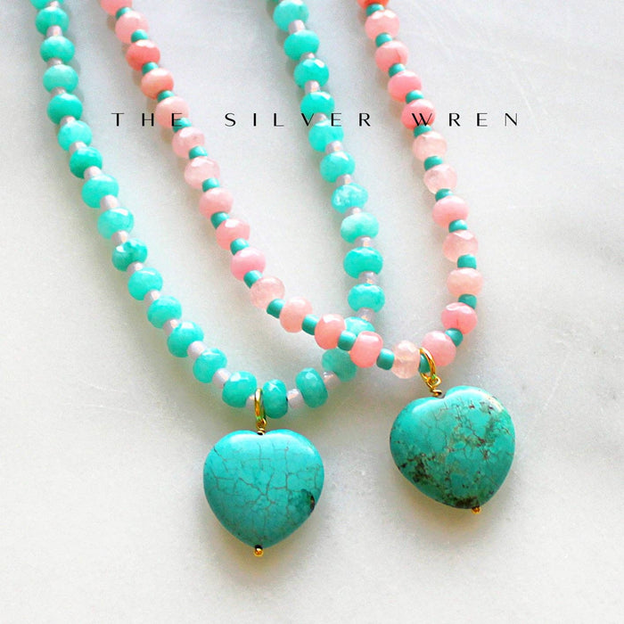 Sugar Pop Heart Candy Beaded Necklace, Blush Pink