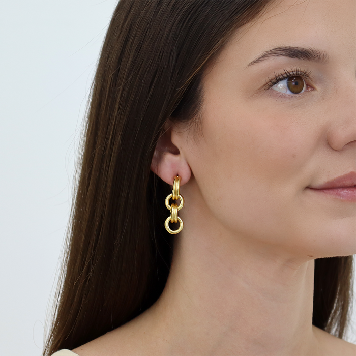Earrings, Rounded Chain Drop
