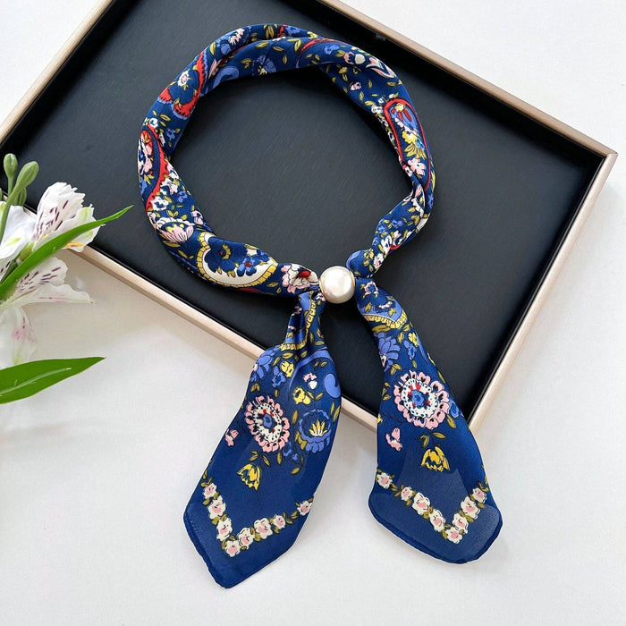 Magnetic Pearl Neck Scarf, Blue