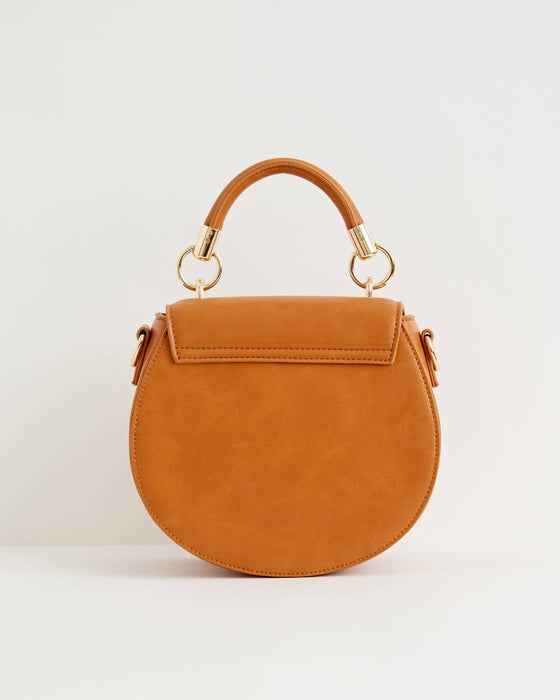 Liberty Saddle Bag Tan Vegan Leather