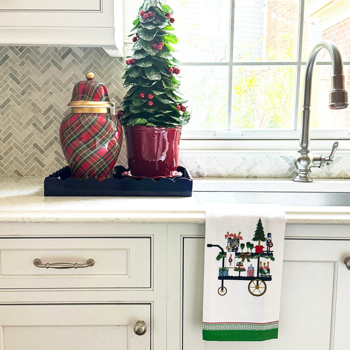 Cotton Tea Towel, Christmas Bar Cart