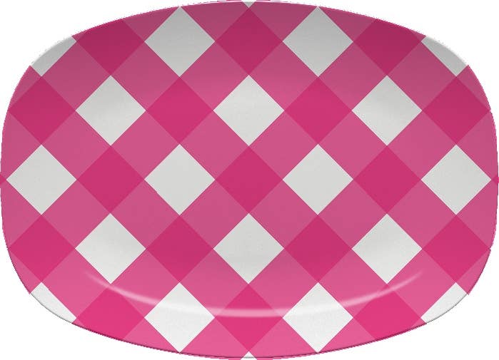 Gingham Platter, Pink or Blue