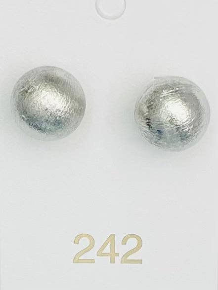 Earring, BIG Ball Stud, Brushed Silver
