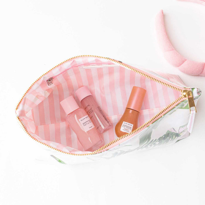 Clear Coated Travel Cosmetic, Natural Botanical