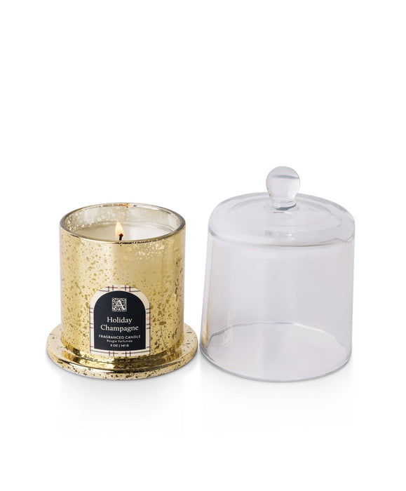 Cloche Glass Candle, Holiday Champagne