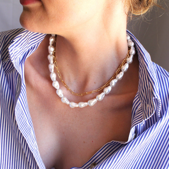 Whispering Dunes Shell Pearl Necklace
