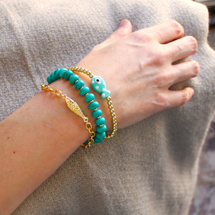 Bracelet, Turquoise Candy Stone Beaded
