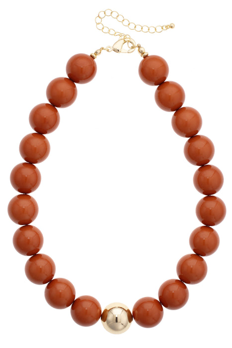 Marjorie Beaded Necklace, Burnt Orange