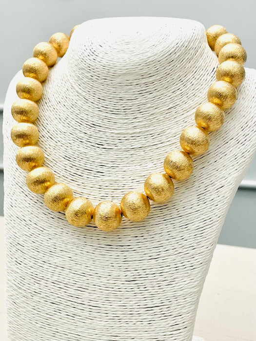 Necklace, BIG Ball, Brushed Gold