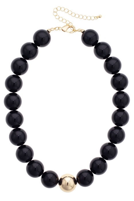 Marjorie Beaded Necklace, Black