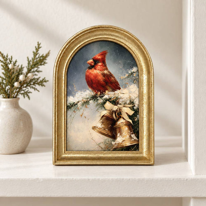 Gold Arch Framed Cardinal Art Print