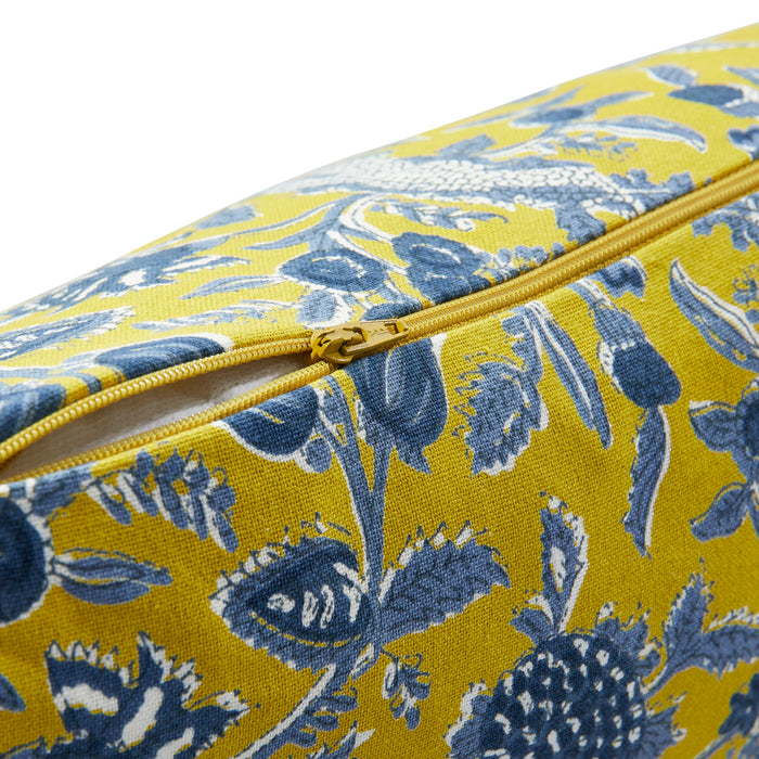 Throw Pillow, Blue & Chartreuse Floral