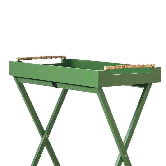Wood & Metal Folding Tray with Bamboo Handles