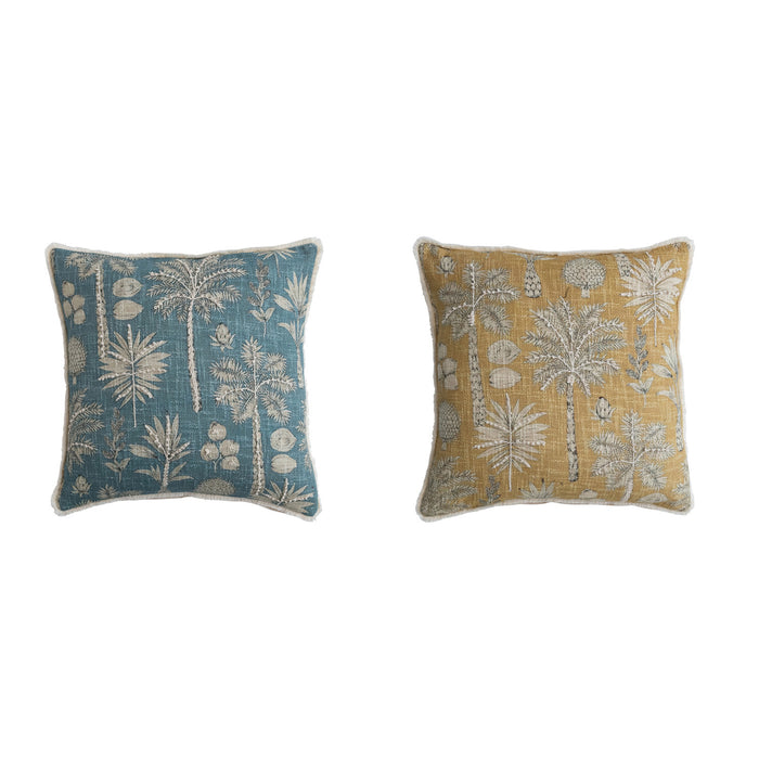 Throw Pillow, Cotton Slub Palms, 2 Colors