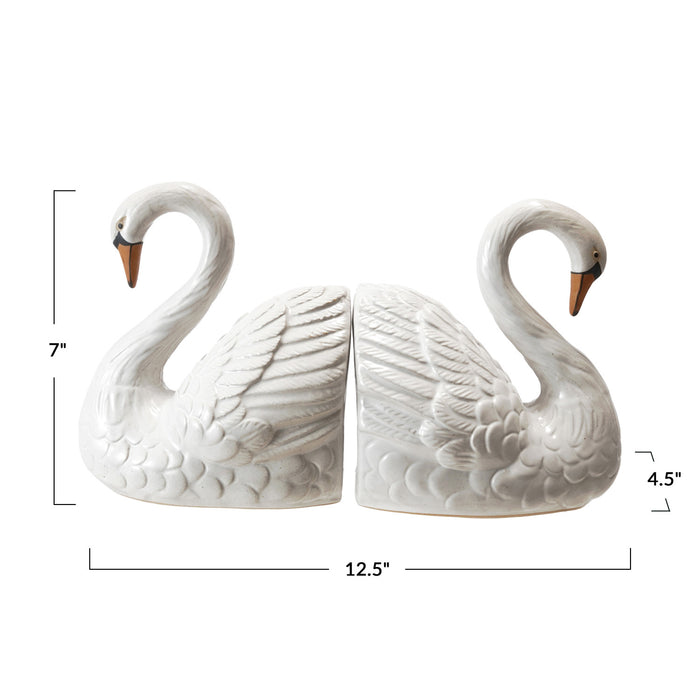 Swan Shaped Bookends, Set of 2